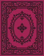 Elegant Black Scrollwork Medallion Design Rug