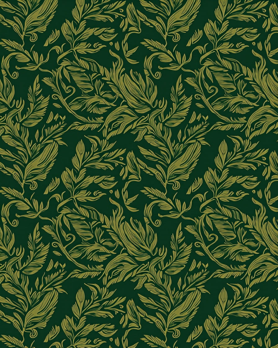 Dark Floral Leaf Pattern Design Rug