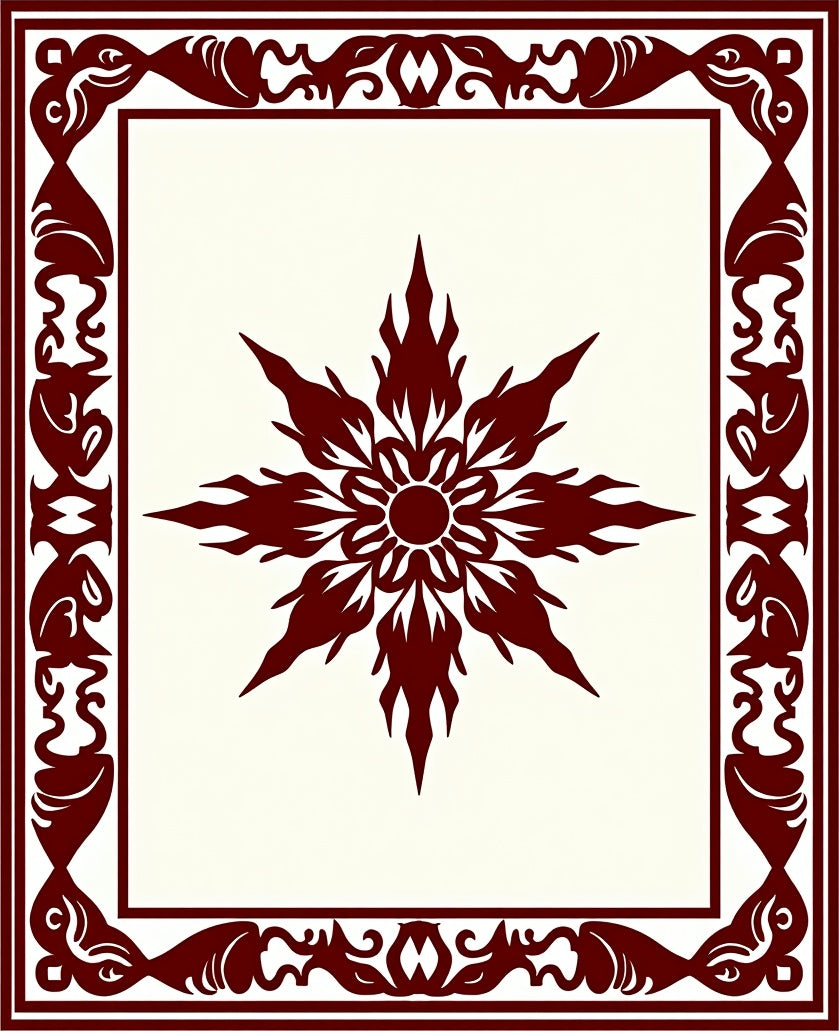 Floral Border With Sunburst Center Rug