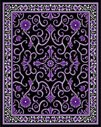 Grand Purple Floral Scrollwork Design Rug