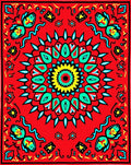 Vibrant Red Floral Mandala Design Rug
