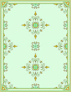 Light Green Floral Scroll Pattern Rug