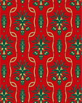 Traditional Red Green Floral Motif Rug