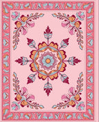 Floral Mandala Pink Patterned Rug