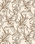 Elegant Brown Swirl Floral Pattern Rug