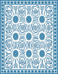 Floral Vine Patterned Blue Rug