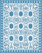 Floral Vine Patterned Blue Rug