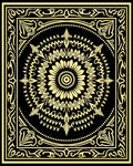 Black Gold Floral Mandala Frame Rug
