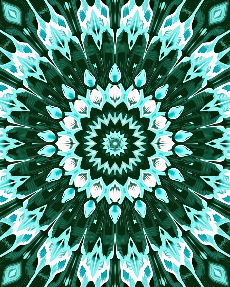 Green Teal Teal Radiant Starburst Rug
