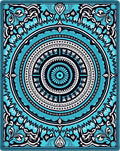 Bold Blue White Sun Mandala Rug