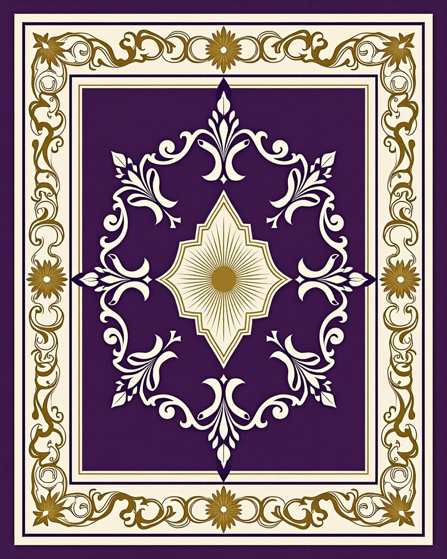 Purple Gold Floral Medallion Rug