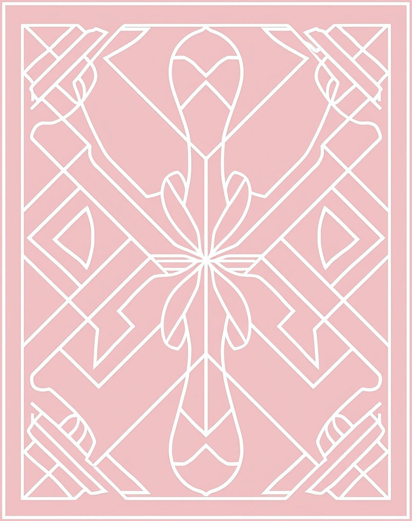 Soft Pink Geometric Floral Pattern Rug