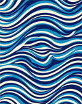 Blue Cream Interlocking Wave Pattern Rug