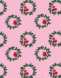 Pink Holly Berry Wreath Repeating Rug