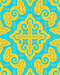 Symmetrical Yellow Blue Abstract Pattern Rug