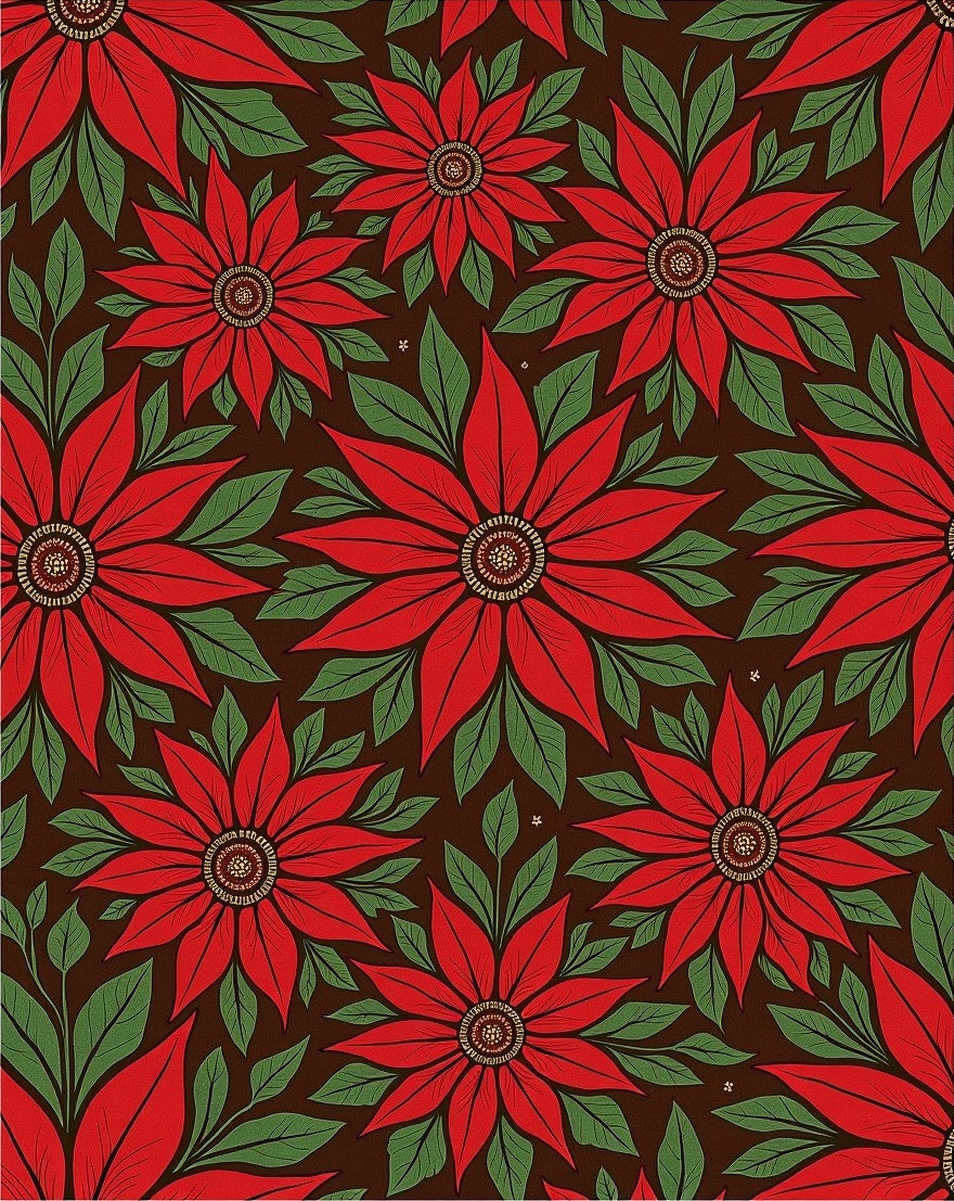 Red Floral Leaves Pattern Rug