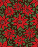 Red Floral Leaves Pattern Rug