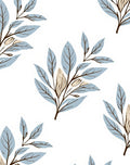 Soft Blue Leafy Branch Pattern Rug