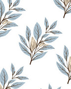 Soft Blue Leafy Branch Pattern Rug