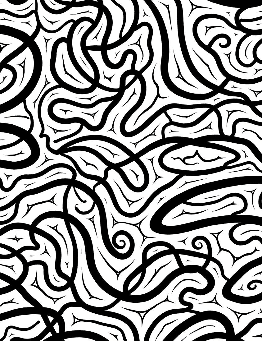 Abstract Black White Swirling Lines Rug