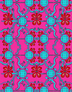 Whimsical Floral Psychedelic Pink Pattern Rug