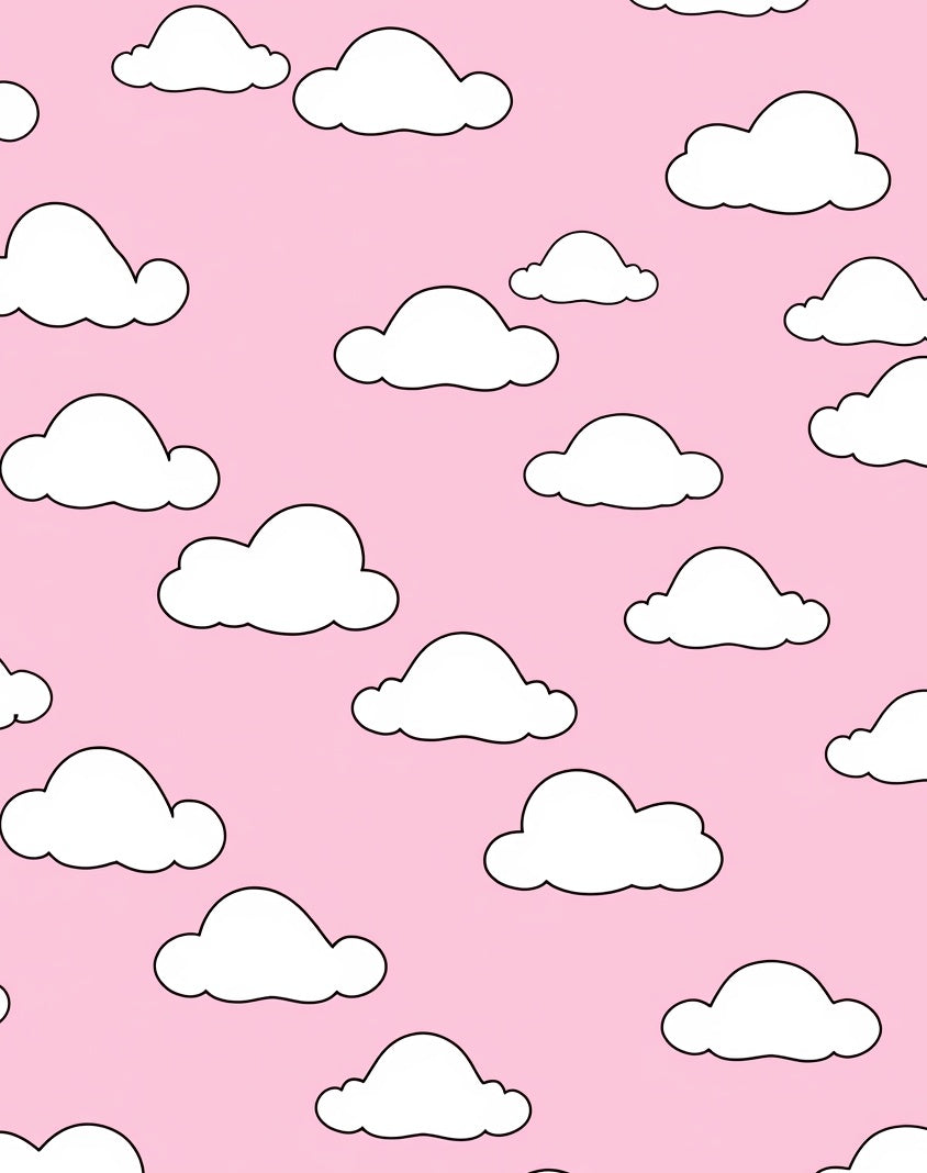Whimsical Pink Clouds Pattern Rug
