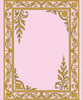 Ornate Gold Floral Scroll Border Rug