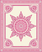 Radiant Sunburst Geometric Border Rug