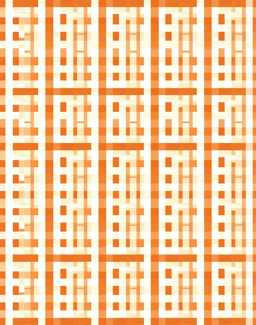 Warm Orange Plaid Geometric Pattern Rug