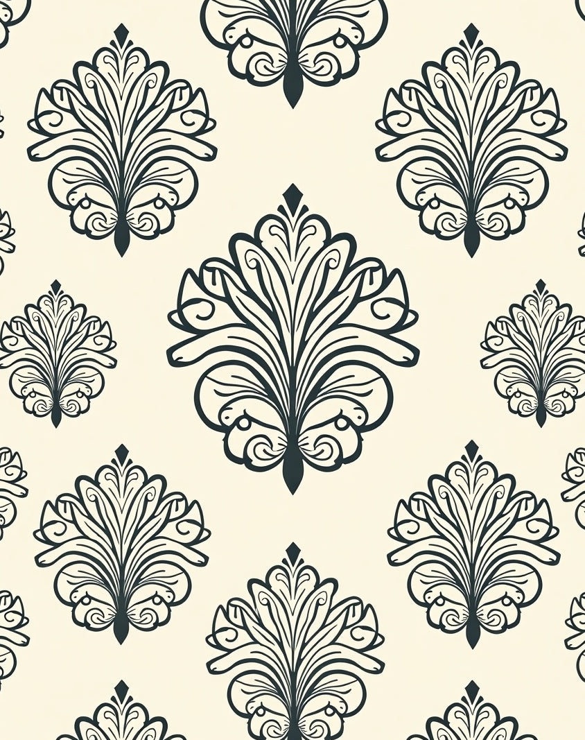 Ornate Floral Damask Pattern Rug
