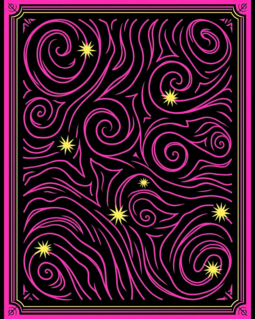 Hot Pink Swirl Star Graphic Design Rug