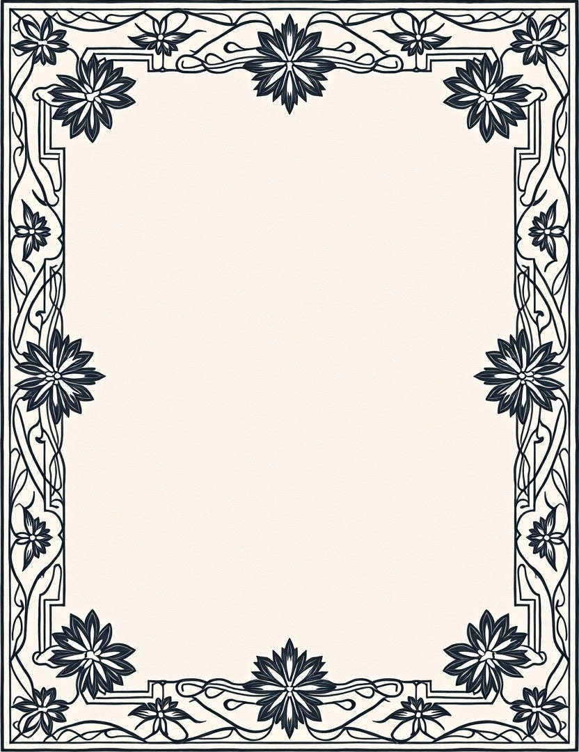 Art Nouveau Floral Frame Design Rug