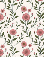 Vintage Pink Floral Vine Pattern Rug