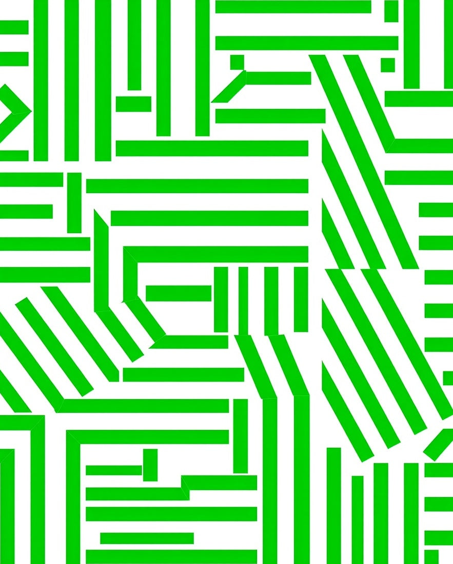 Bold Green Abstract Stripe Design Rug