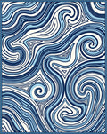 Abstract Navy Swirl Waves Rug