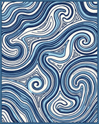 Abstract Navy Swirl Waves Rug