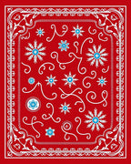 Red White Blue Snowflake Swirls Pattern Rug