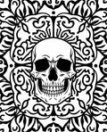 Bold Skull Paisley Mandala Design Rug