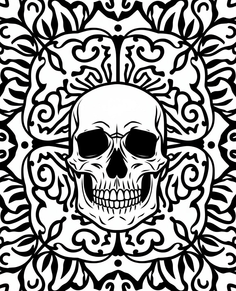 Bold Skull Paisley Mandala Design Rug