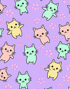 Playful Pastel Cat Paw Print Pattern Rug