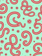 Whimsical Red Teal Swirl Pattern Rug