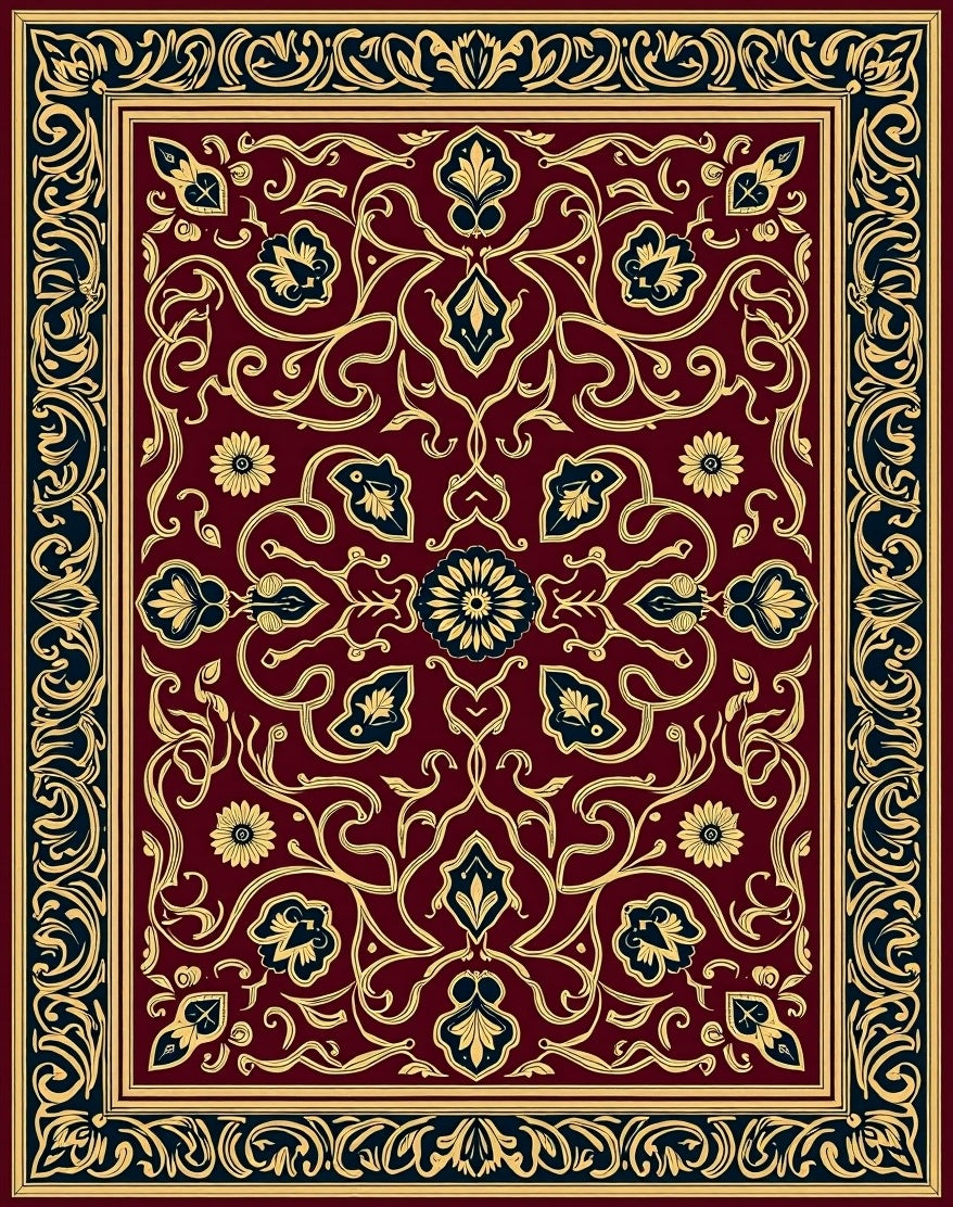 Rich Floral Vine Ornamental Design Rug