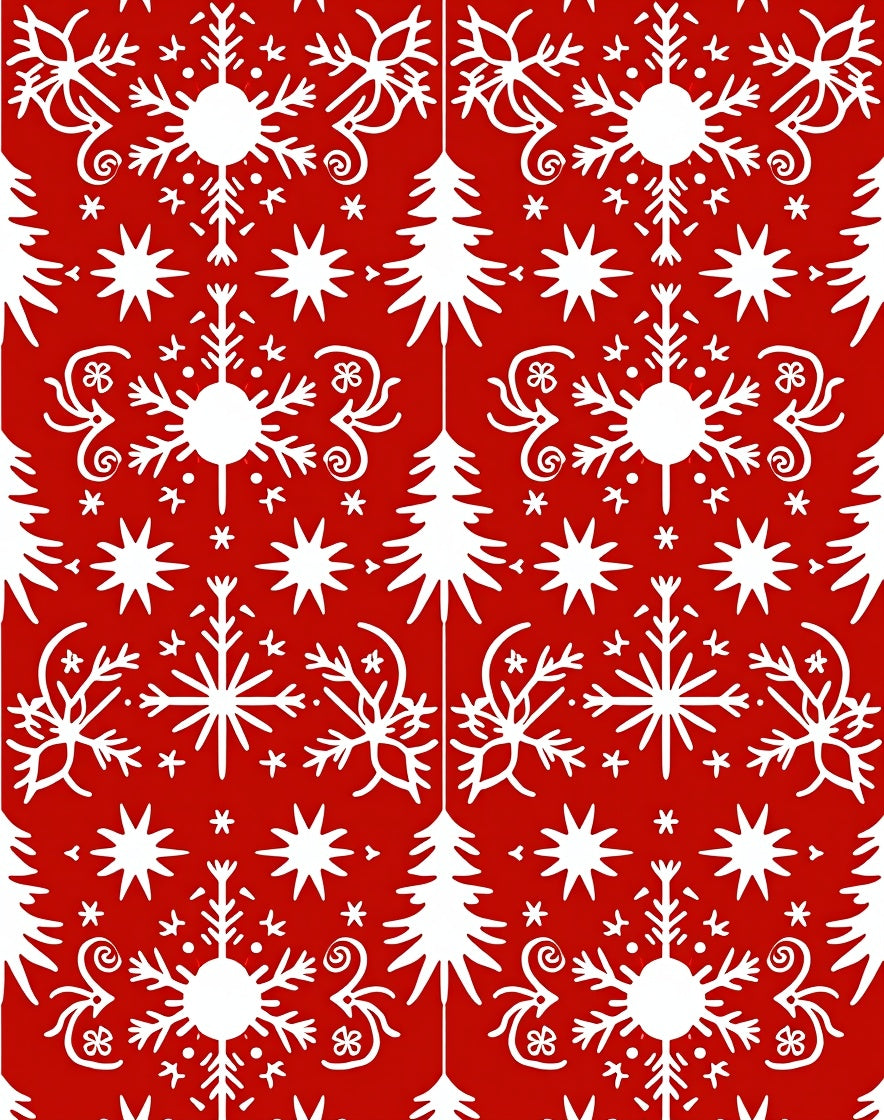 Red White Winter Snowflake Pattern Rug