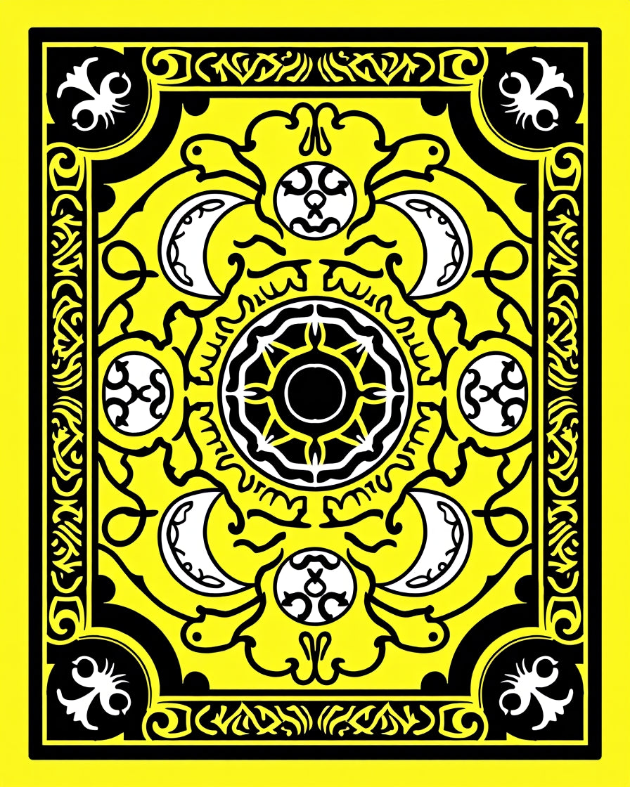 Bold Yellow And Black Celestial Pattern Rug