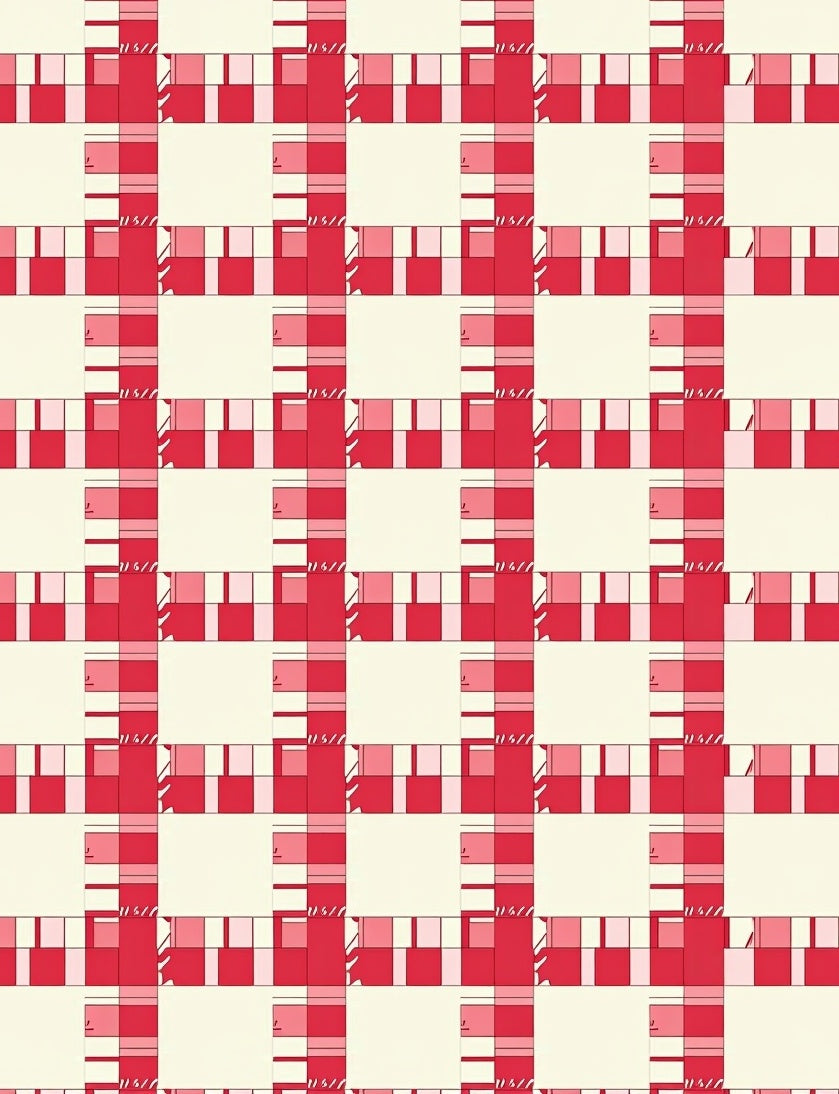 Classic Red And Cream Plaid Design Rug