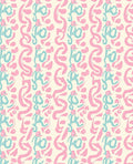 Playful Pink Teal Brushstroke Pattern Rug