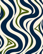 Wavy Blue Green Cream Pattern Rug