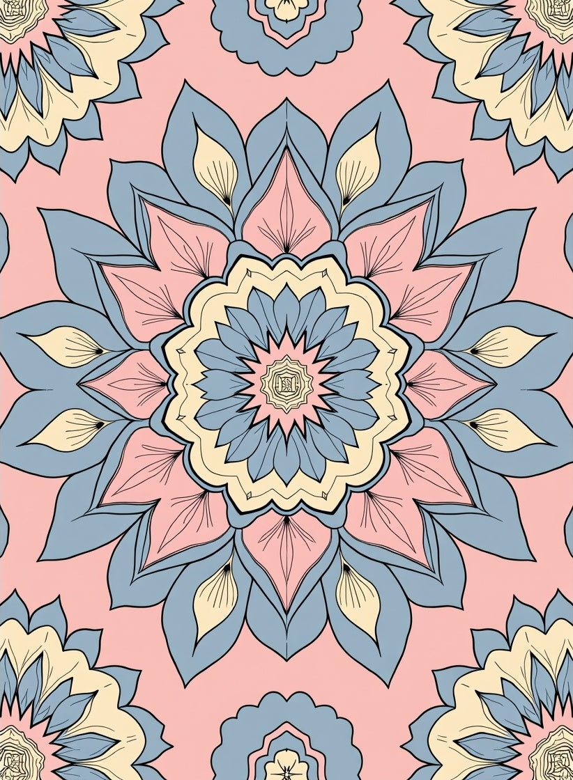 Pastel Mandala Floral Repeating Pattern Rug