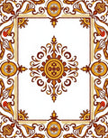 Ornate Floral Scrollwork Tile Design Rug
