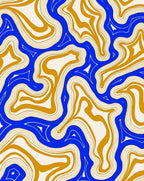 Abstract Swirls Blue Gold Rug